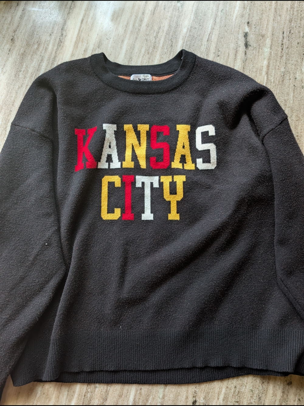 Kansas City Crewneck Sweater - Black with Red, Yellow & White Lettering